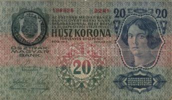 1913. 20K (2x) I. és II. kiadás, román körbélyegzővel + 1917. 2K + 1920. 2K T:III