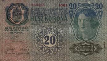 1913. 20K (2x) I. és II. kiadás, román körbélyegzővel + 1917. 2K + 1920. 2K T:III