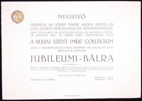 1926 Meghívó a Budai Szent Imre Kollégium Jubileumi báljára