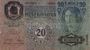 1913. 20K (2x) I. és II. kiadás + 1914. 50K + 1915. 10K mindegyik román körbélyegzővel T:III