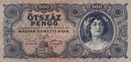 1945. 500P (10x) közte 5db orosz "P" betű helyett magyar "N" betű T:II-,III