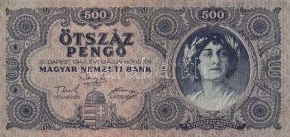 1945. 500P (10x) közte 5db orosz "P" betű helyett magyar "N" betű T:II-,III