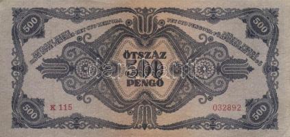 1945. 500P (10x) közte 5db orosz "P" betű helyett magyar "N" betű T:II-,III