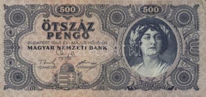 1945. 500P (10x) közte 5db orosz "P" betű helyett magyar "N" betű T:II-,III