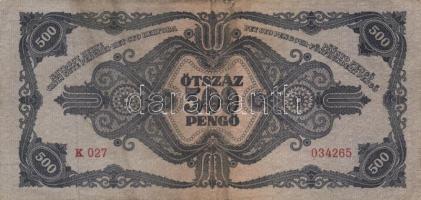 1945. 500P (10x) közte 5db orosz "P" betű helyett magyar "N" betű T:II-,III