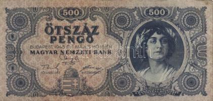 1945. 500P (10x) közte 5db orosz "P" betű helyett magyar "N" betű T:II-,III