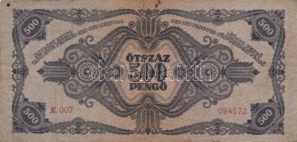 1945. 500P (10x) közte 5db orosz "P" betű helyett magyar "N" betű T:II-,III