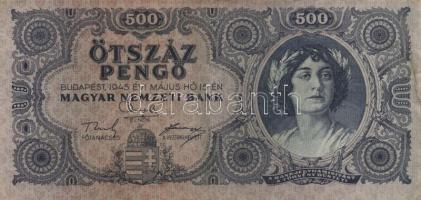 1945. 500P (10x) közte 5db orosz "P" betű helyett magyar "N" betű T:II-,III