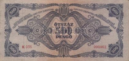 1945. 500P (10x) közte 5db orosz "P" betű helyett magyar "N" betű T:II-,III