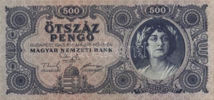 1945. 500P (10x) közte 5db orosz "P" betű helyett magyar "N" betű T:II-,III