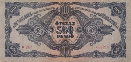 1945. 500P (10x) közte 5db orosz "P" betű helyett magyar "N" betű T:II-,III