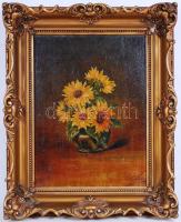Rada 926 jelzéssel: Virágcsendélet. Olaj, vászon, antik keretben 55×44 cm, apró hiba a kereten