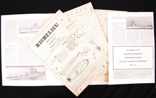 Lengyel hajómodell újság a Richelieu francia csatahajó tervrajzával / Ship modelling magazine with the plan of Richelieu warship