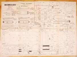 Lengyel hajómodell újság a Richelieu francia csatahajó tervrajzával / Ship modelling magazine with t...