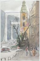 Patyi Árpád: Budapest, Szombathely. 2 oldalas. Akvarell, merített papír, jelzett, 24x16 cm