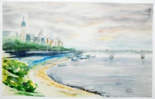 Patyi Árpád: Budapest, Akvarell, merített papír, jelzett, 18x29 cm