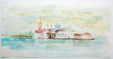 Patyi Árpád: Velence 2 oldalas, Akvarell, merített papír, jelzett, 18x37 cm