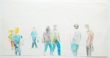 Patyi Árpád: Velence 2 oldalas, Akvarell, merített papír, jelzett, 18x37 cm