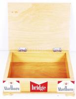 Retro cigis doboz, fa, matricákkal, 24×18 cm, m:7 cm