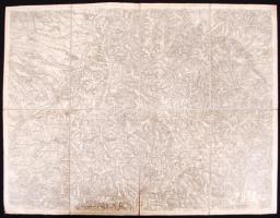 1876 Késmárk és Lőcse katonai térképe vászonra kasírozva / Military map of Kesmarok and Leutschau 50x40 cm