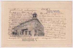 Versec Franz Joseph square, the shops of Hugo Frisch and Johann Dimitrijevits (fl)