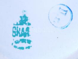 Porcelán tétel: 6 Gránit teásbögre aljjal, Hollóháza kiöntő, 3 csésze aljjal