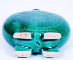 Népművészeti mázas kerámia kulacs hibátlan állapotban "Valódi pálinka" felirattal 11 cm