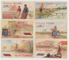 cca 1900 6 db Suchard litho gyűjtőkártya / litho collecting cards
