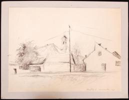 Ónodi Béla (1900-1991): Szentendre. Ceruza, papír, jelzett, 23×30 cm