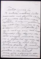 1932 Kiss Manyi színművésznő saját kézzel írt levele ügyvédjének, anyagi körülményei tárgyában