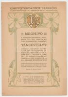 1904 Könyvnyomdászok Szakköre táncestély szecessziós meghívója. Hornyányszky Viktor nyomdája 16x23 cm