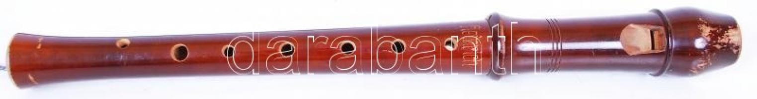 Heinrich fa furulya, eredeti textil tokjában és tisztító pálcával / Original Heinrich Blockflöte flu...