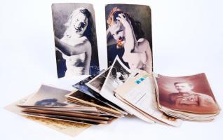 Cca 1900-1960 Kb 40 db képeslapfotó, családokról, nőkről (3 db erotikus), tájakról