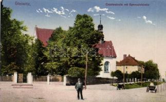 Gliwice, Gleiwitz, Gosslerstrasse / street, church