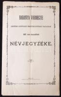 1887 Baranya vármegye legtöbb adót fizető megyebizottségi tagjainak névjegyzéke 8p.