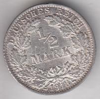 Német Birodalom / Császárság 1918F. 1/2M Ag T:2,2- Germany / Empire 1918F 1/2 Mark Ag C:XF,VF