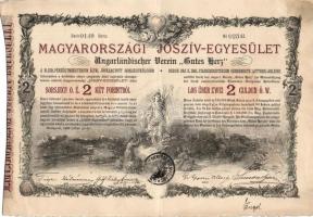 1888. "Magyarországi Jószív Egyesület" sorsjegye, pecsételéssel 2Ft-ról magyar és német nyelven T:II-
