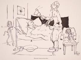 1936 Szabó K. jelzéssel: 11 db humoros katonai témájú rajz, ofszet. 29x22 cm