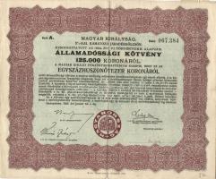 1925. Államadóssági kötvények 125.000K + 250.000K (2x) + 500.000K + 1.000.000K (2x) + 10.000.000K sz...