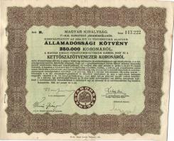 1925. Államadóssági kötvények 125.000K + 250.000K (2x) + 500.000K + 1.000.000K (2x) + 10.000.000K sz...
