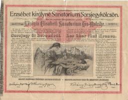 1904. Erzsébet királyné Sanatorium Sorsjegykölcsön sorsjegye 5K-ról T:III