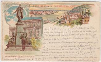 1899 Budapest panoráma, Széchenyi szobor litho (small tear)