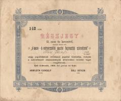 1903. "Ó-becse-b.-petrovoszellói Pusztai Fogyasztási Szövetkezet" részjegye 10K-ról, szelvényekkel T:II-