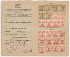 1946 Magyar-Szovjet baráti társaság igazolvány tagsági bélyegekkel