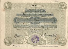 1920. "Jászárokszállási Hangya Fogyasztási és Értékesítő Szövetkezet" üzletrészjegy 50K-ról, szelvényekkel T:II-