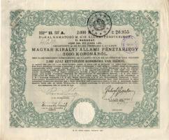 1918. "Magyar Királyi Állami Pénztárjegy" 2000K-ról, két szelvénnyel T:II-