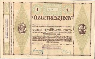 1942. "Pestujhelyi Hitelszövetkezet" üzletrészjegye 40P-ről, szelvényekkel T:II-