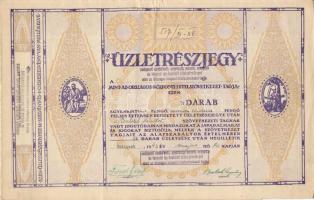 1943. "Budapesti szobafestő, címfestő, mázoló, aranyozó és fényező Ipartestületi hitelszövetkezet" üzletrészjegye 200P-ről, szelvényekkel T:II-