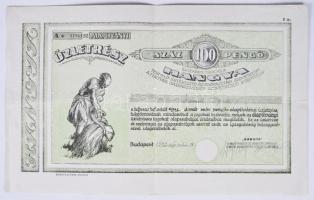 1942. "Hangya Termelő-Értékesítő és Fogyasztási Szövetkezet" üzletrészjegye 100P-ről, szelvényekkel T:II-