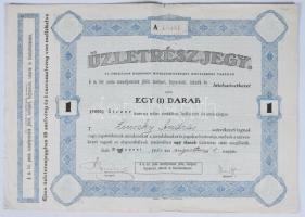 1924. "A m. kir. posta személyzetének jóléti, háziipari, fogyasztási, takarék és hitelszövetkezet" üzletrészjegye 5000K-ról, szelvényekkel T:II-
